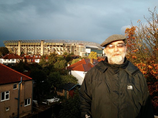 Paul on walk near Twickenham stadium. He loved watching his rugby!