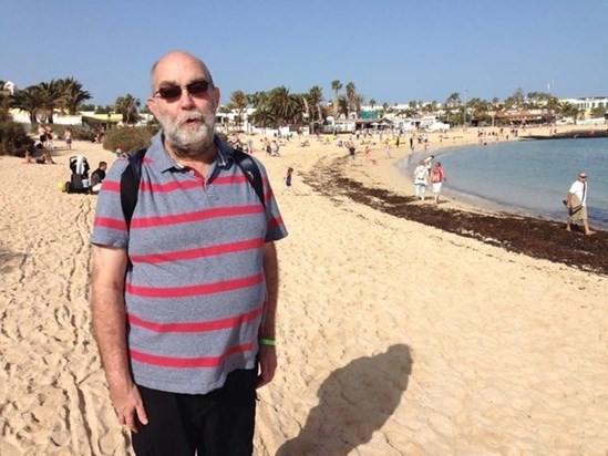 Jan 2015, Paul on beach at Correlejo, Fuerteventura, Canary Islands.