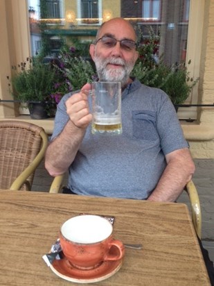 Paul in Bruges with yet more beer. 