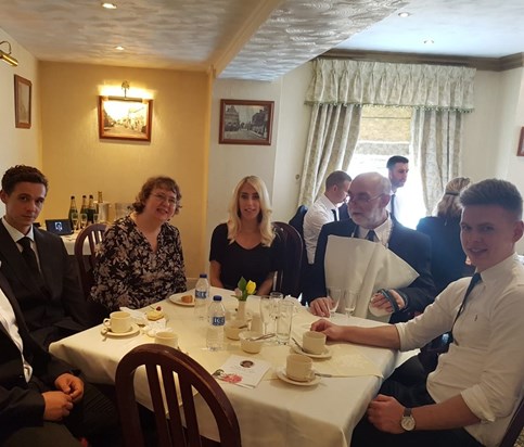 Paul second right, with family after Cathy's mother's funeral, June 2018