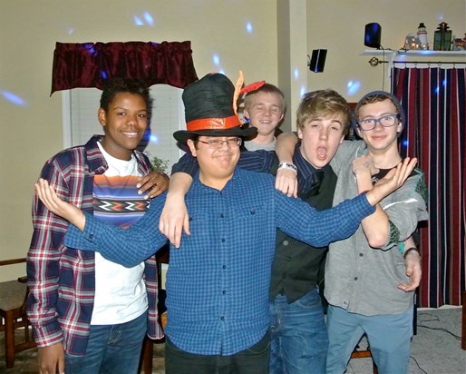 At his last birthday party 2013 with his friends Indika, Andrew, Seth and Nick