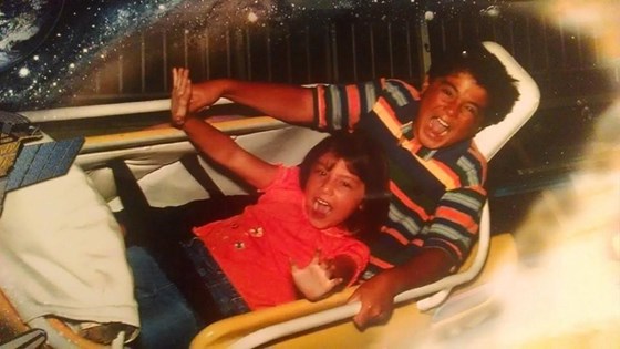 Jack and Bella on the only roller coaster at Castaway Cove at the Jersey shore