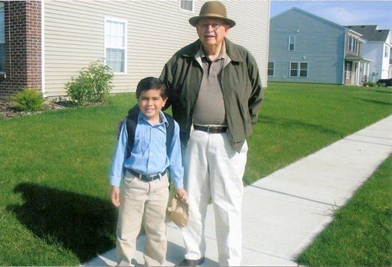 With his Pop Pop on grandparents day in 3rd grade