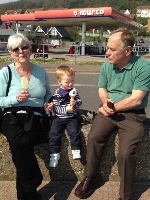 Zac with nanna and grandad