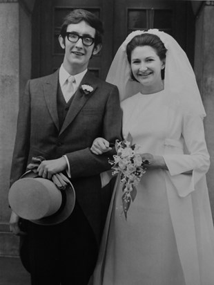 1971   The happy couple outside St Columba's Church, Knightsbridge