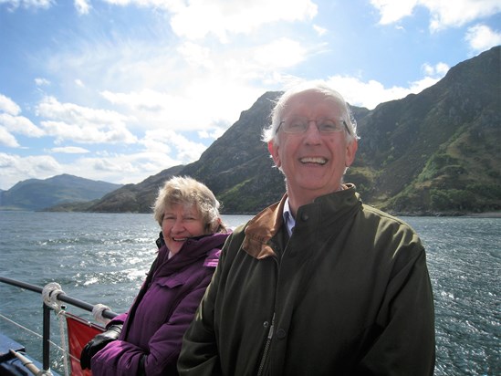 2014   On a blustery boat trip to Inverie, Scotland