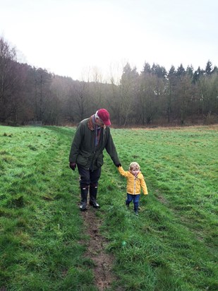 2016   Walking with grandson Douglas in Beckbury, Shropshire