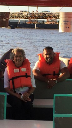 Mum loved the water, boat trip in Guyana