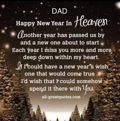 Happy heavenly new years Dad love and miss you eternally love Leanne Fred and kiddies 🧡❤️🧡