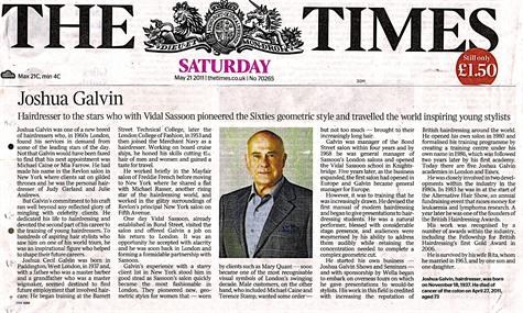 Joshua Galvin a Tribute from TheTimes Newspaper May 2011