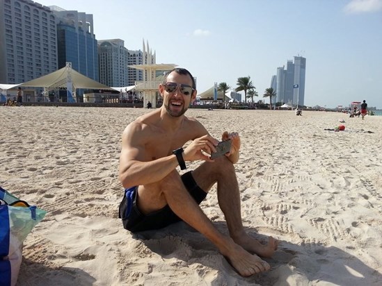 On the beach in Abu Dhabi prior to Christmas '13