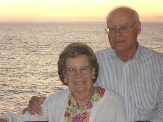 Dad and Mum enjoying the midnight sun in Norway