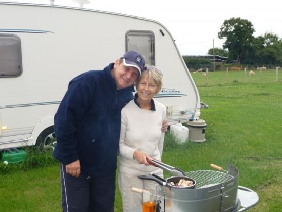 Barry & Alison at their caravan in Abersoch