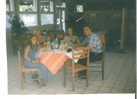Family meal on holiday in France