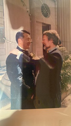 Ben attending my wedding in 1998
