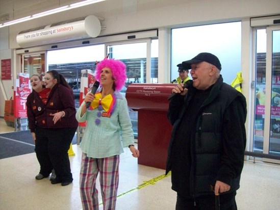 Mike Singing in Sainsbury's Red Nose Day 2011