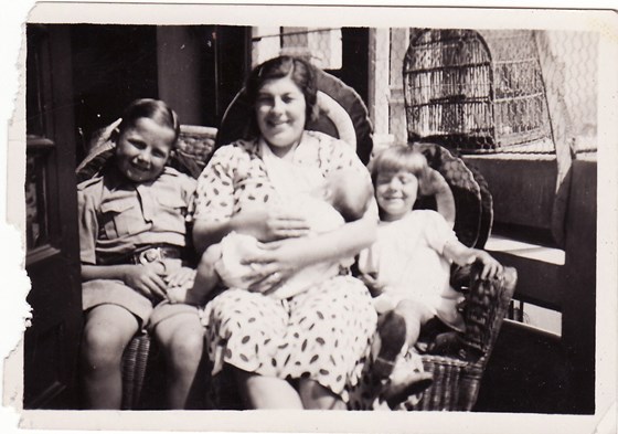 Ethel, Tim, Babs and Ross taken in Kowloon, Hong Kong 20 March 1936 (Ross just 2 months old)