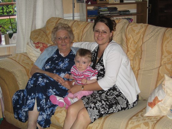 Mum with eldest Granddaughter Sonia, and eldest Great Granddaughter Jasmine