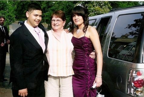 jodie and corey with there beautiful Nan on prom day x