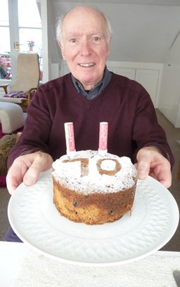 Alan's 70th - he was always happiest with a cake in his hands