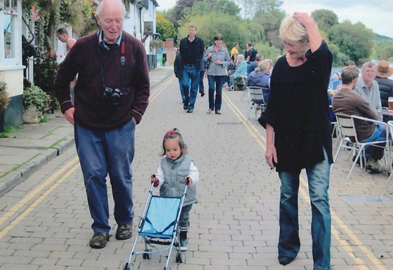 Millie taking her grandparents for a walk around Bewdley!
