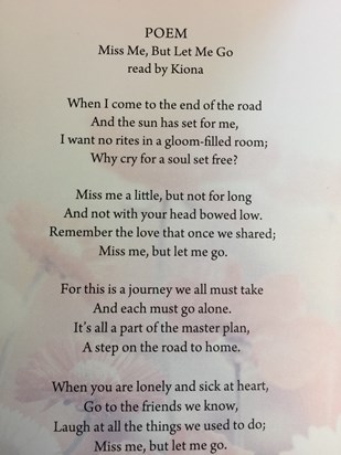 Order of service booklet at mom’s funeral