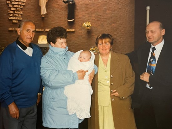 Eileen and Joseph at granddaughter Kiona’s christening