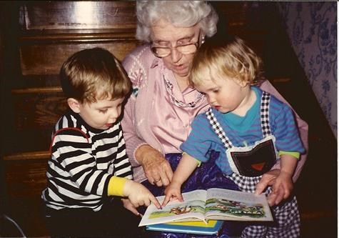 Grandma Parr, Chase and Josh reading