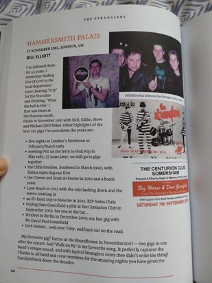 Dad's entry in the book "The Story of The Stranglers As Told By The Fans"