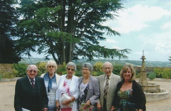 Karen on right, Then Fred, Barb, Mum, Maureen and Dad on left at Sarah and Duncans wedding