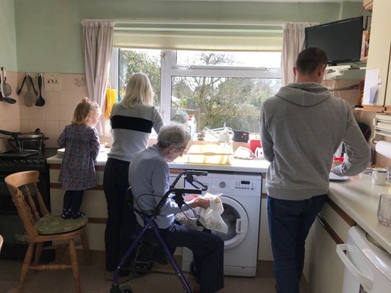 Drying the dishes, as part of the team!