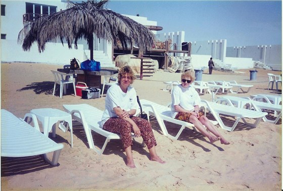 Gran and Mum in Saudi Arabia at the beach