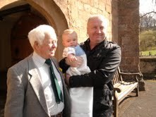 Joyce's Great Grandson Tyler with his Grandad And Great  Grandad 20th March 2011 Stoneleigh Church