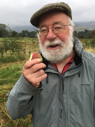 Gordon enjoying the fruits of our labours down in Edale Orchard Sept 2019 