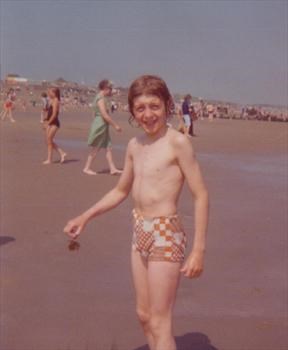 Mick on the beach with a crab