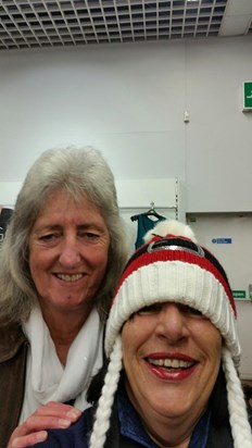 the fun we had Christmas shopping, trying on Christmas hats x