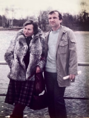 Mrs K with our Soviet minder Victor, Minsk, Easter 1982