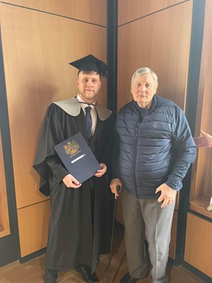 Mick with Billy on his graduation day. A proud moment all round. 