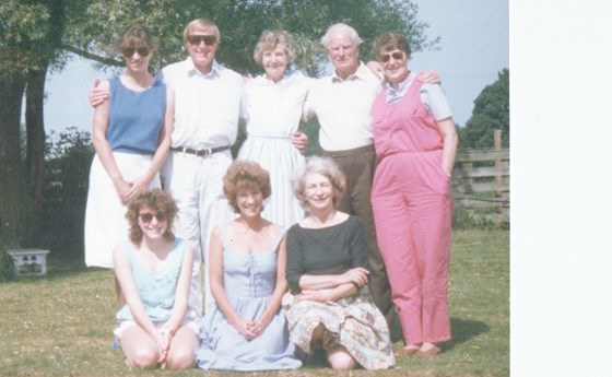 Ted & Family - back row l-r Margaret Akerman, Ted, Eva, Arthur Akerman, Carole, front l-r Natalie, Ann, Peggy Akerman