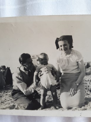 Baby Stephen with his father John and mother Dorothy 
