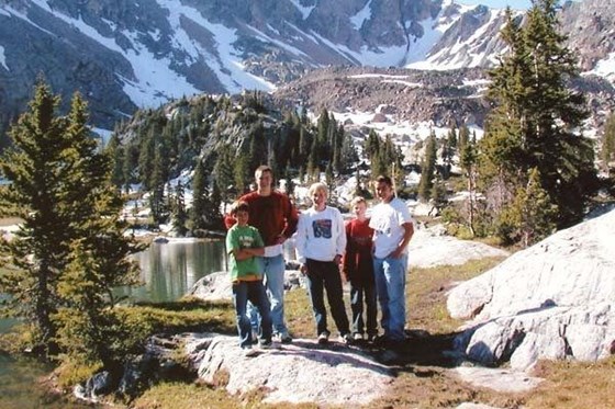 Hughes' cousins with Evan and Austin backpacking