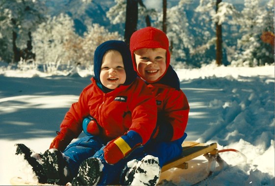 Austin and Evan enjoying the snow
