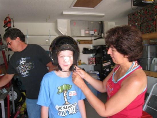 Nate preparing for his 1st Harley ride, Florida 2008