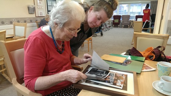 This was the day before Carol and I left for America showing Ruby our wedding photographs.