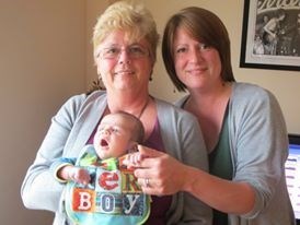 Kirsty and Lynda meeting Angus for the first time (her nephew). 