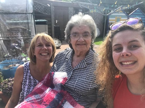 Mum, Rosie & Vicky. In the garden at Fotherby House