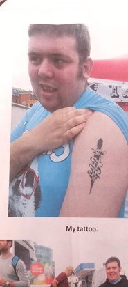 Mark getting a fake tattoo 