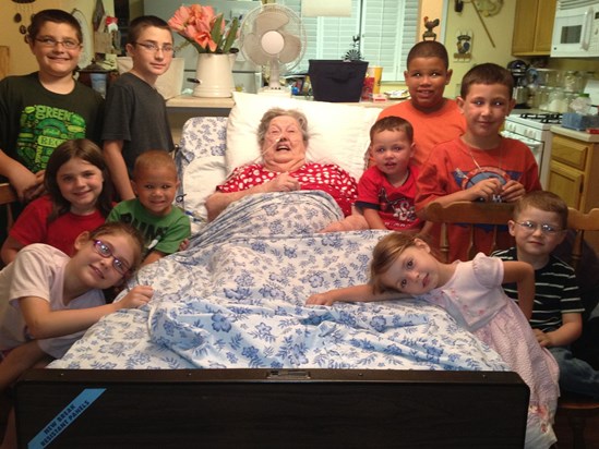 Nany with 10 of her 11 Great Grandchildren!