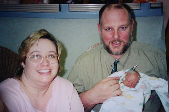 Michele, Wayne, and baby Aimee, St. Luke Hospital, Kansas City, MO, 2001
