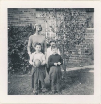 Tony (front left) with younger brother Paul, twin sister Jenny and mother Bette. Mid 1950s